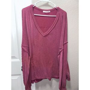 Altar’d State Ribbed V Neck Long Sleeve